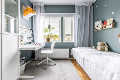 Sovrum uppe Polstjärnegatan 38A