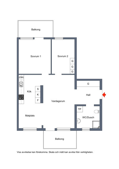 Planlösning Mariehemsvägen 116