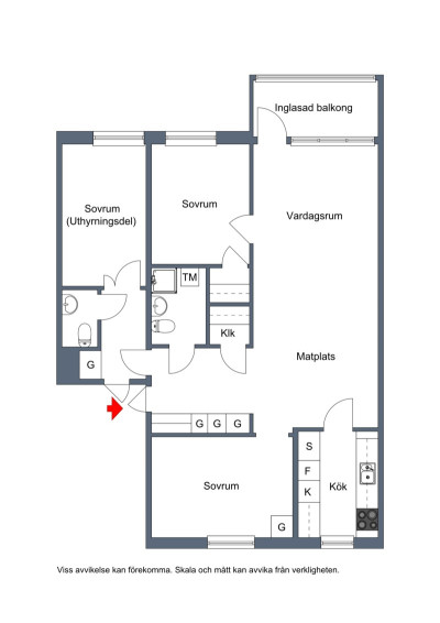 Planlösning Hedlundavägen 3B